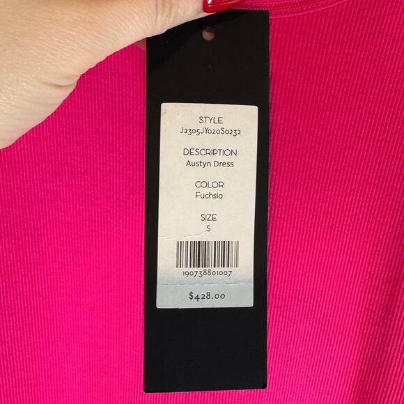 NWT Veronica Beard‎ Austyn Dress Fuchsia Pink Tiered Midi Poplin Small *No Belt* - Picture 9 of 10